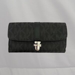 MICHAEL Michael Kors Charlton Signature PVC Flap Wallet (Black)